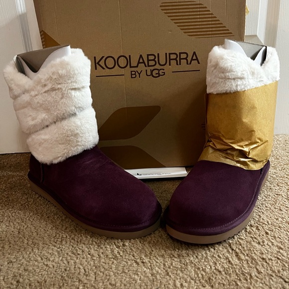 Koolaburra Shoes - Koolaburra by Ugg/Women's NWT Dezi Short Suede and FauxFur Boots Plum size 8